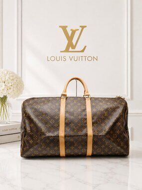 Authentic Louis Vuitton Keepall 55 Monogram Canvas Travel Duffle Bag Vintage